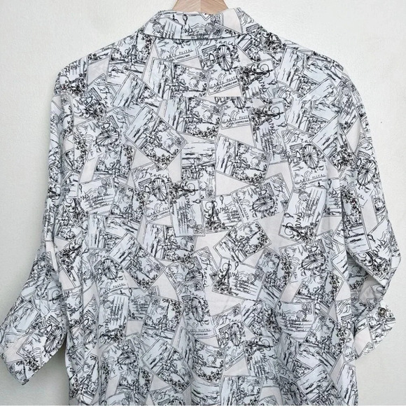 Karl Lagerfeld Womens Size Large Paris Whimsical  Roll Sleeve Blouse - Picture 13 of 15